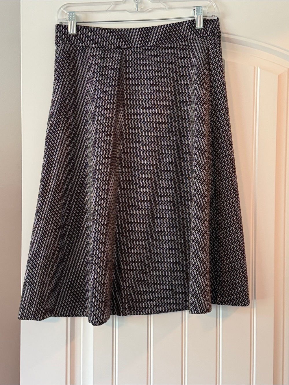 Ann Taylor Dark Blue and White Textured A-Line Skirt